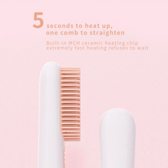 Portable Rechargeable Hair Straightener Brush Negative Ion Mini Hair Straightener Brush