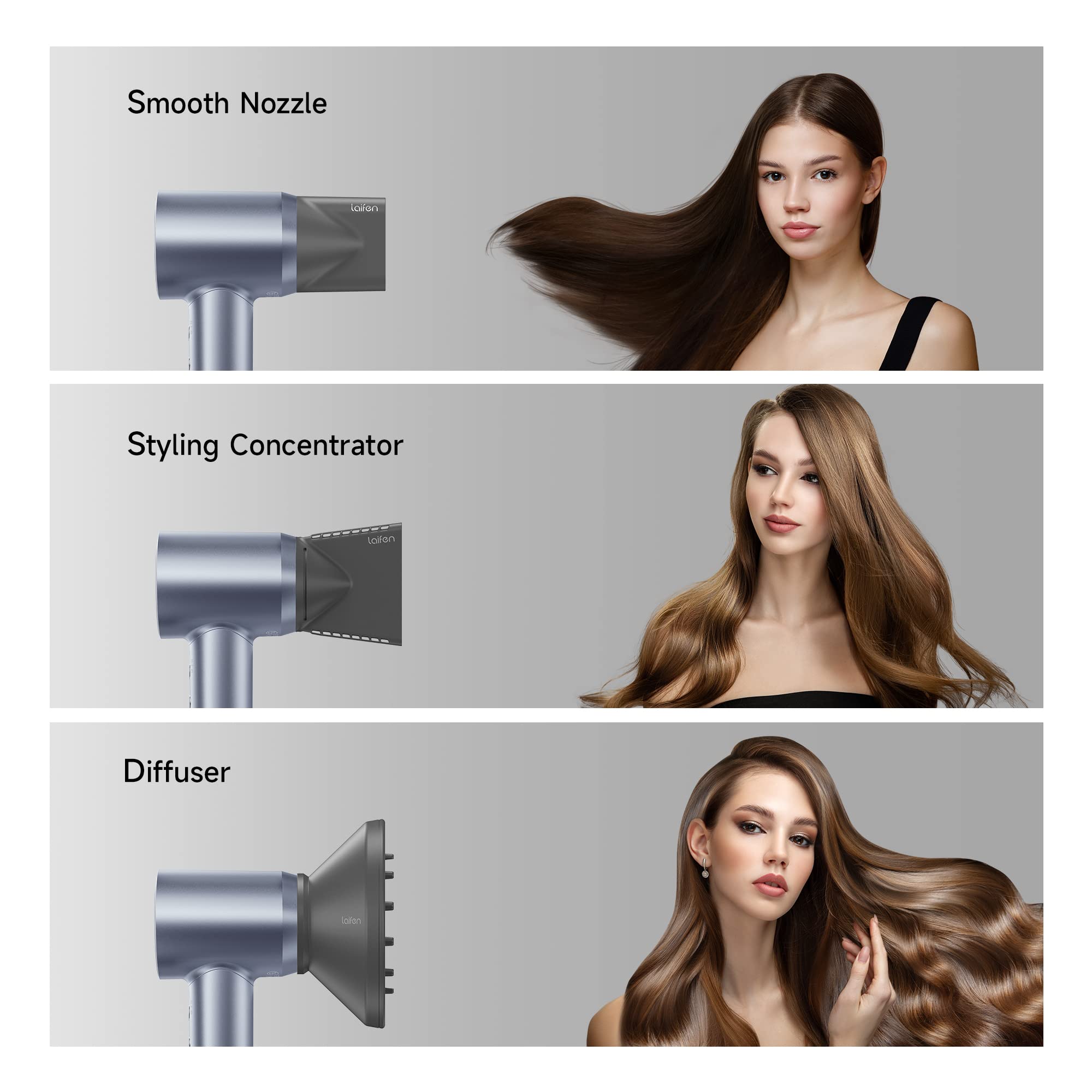 Hair Dryer Negative Ionic Blow Dryer with 110, 000 RPM Brushless Motor for Fast Drying High-Speed Low Noise Hairdryer with Magnetic Nozzle